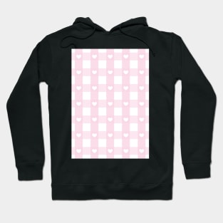 light pink gingham, romantic, gingham hearts, valentines day y2k, girly pink aesthetic Hoodie